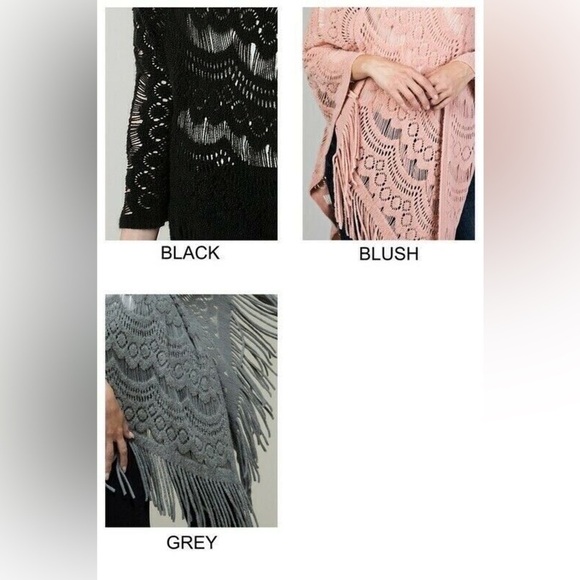 Women's Ruggine Prairie Open Knit Poncho One Size Black - Picture 5 of 5